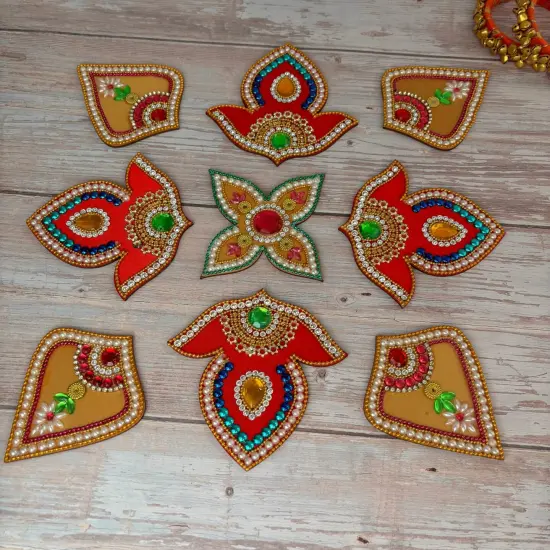 Acrylic Rangoli Set Indian Traditional Handmade Reusable Rangoli Diwali Navratri Christmas Home Decor Floor Table Decoration - Deepawali Wedding Housewarming Gift Pack of 1 (20 Inches) {3}