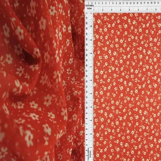 1 Yard High Multi Chiffon Ditsy Floral Print Woven Fabric Sheer Lightweight 57/58" Width RUST {1}