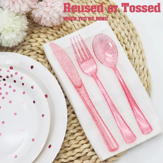 150 Pcs Pink Silverware for Baby Shower {2}