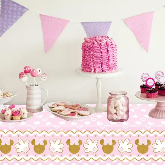 2pcs Minnie Mouse Pink Table Cover Party {3}