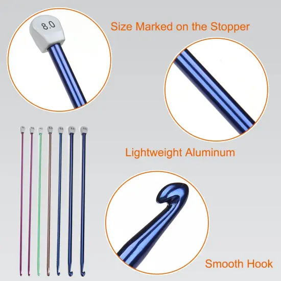 Crochet Hook Tunisian 8.0 mm (Size L), Aeelike Extra Long Afghan Hook Aluminum Colorful for Beginners and Crochet Hooks Lovers {6}