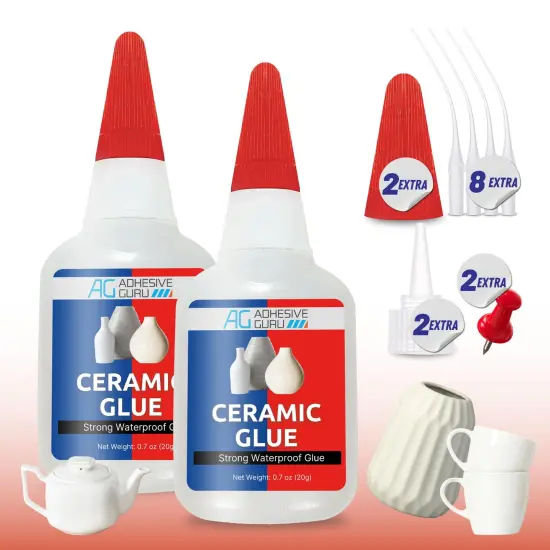 ADHESIVE GURU Ceramic Glue 0.7 oz &ndash; Fast-Drying CA Adhesive for Porcelain, Pottery, Figurines, Clear Finish {1}