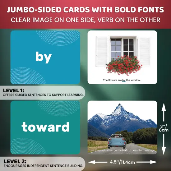 QUOKKA Set of 2 Learning Flash Cards 2x52 - Words&Sentences - Action Verbs - Vocabulary Builder {3}