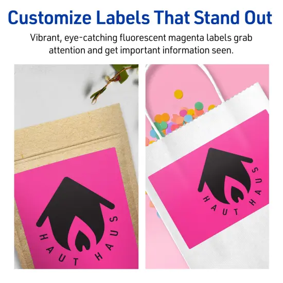 Avery Neon Magenta Paper Labels, 4.75" x 7.75" Rectangle {3}