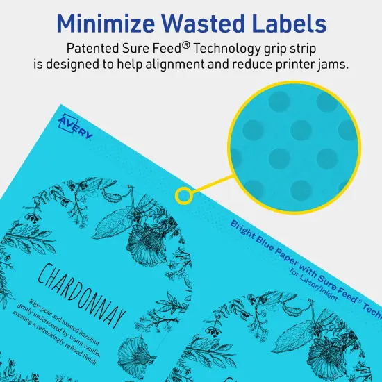 Avery Bright Blue Paper Labels, 4.75" x 3.5" Arched {4}