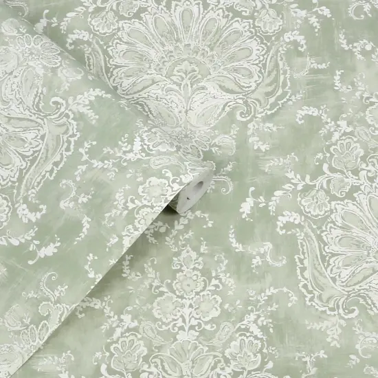 Laura Ashley Maddox Sage Green Wallpaper {3}