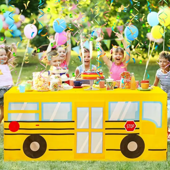 6 FT School Bus Tablecloth Back to School Table Cloth Decorations {5}