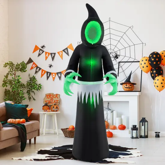8 Feet Giant Halloween Inflatable Ghost with Built-in LED Lights and Mirror Face {2}