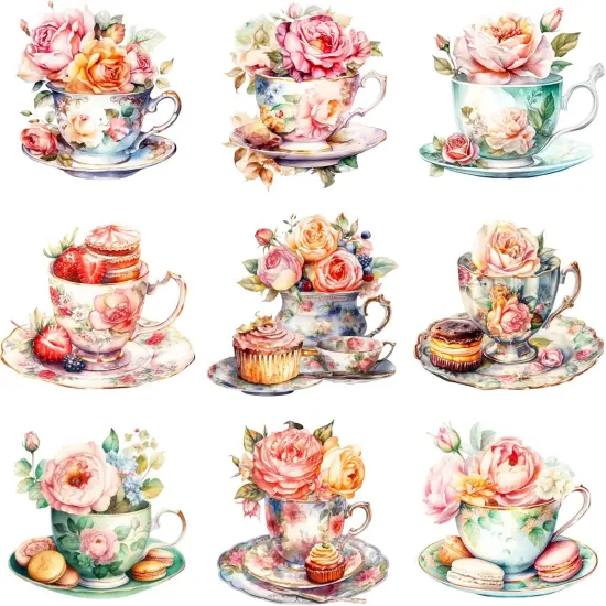 144 Pcs Tea Sets Four Seasons Sticker {2}