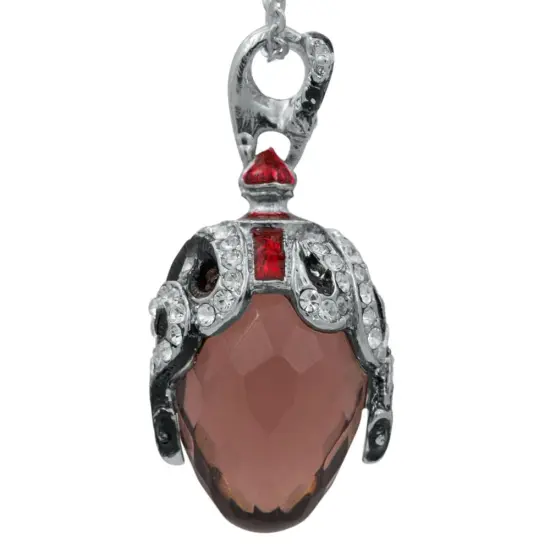 Regal Serpent: Royal Egg Pendant with Crystal Snake on Black Stone 20-Inch {4}