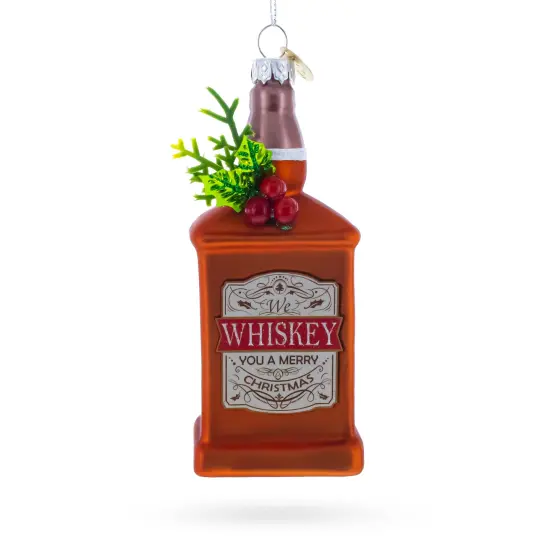 Whiskey Bottle Glass Christmas Ornament {3}