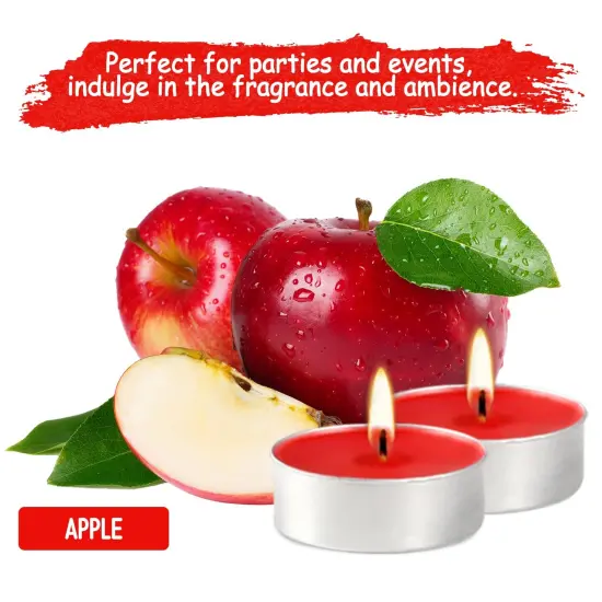 Red Scented Tealight Candles - 100 Pack Votive Candles Bulk - Apple Fragrance Tea Light Candle Gift Set for Holiday, Wedding and Home - 4 Hour {5}