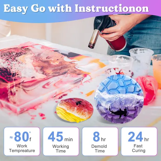 LET'S RESIN 1 Gallon Casting Epoxy Resin with Pumps, Crystal Clear Epoxy Resin Kit for Beginners, with Ocean White Paste, Color Pigment, for DIY Art, Craft,Jewelry,River Table {5}