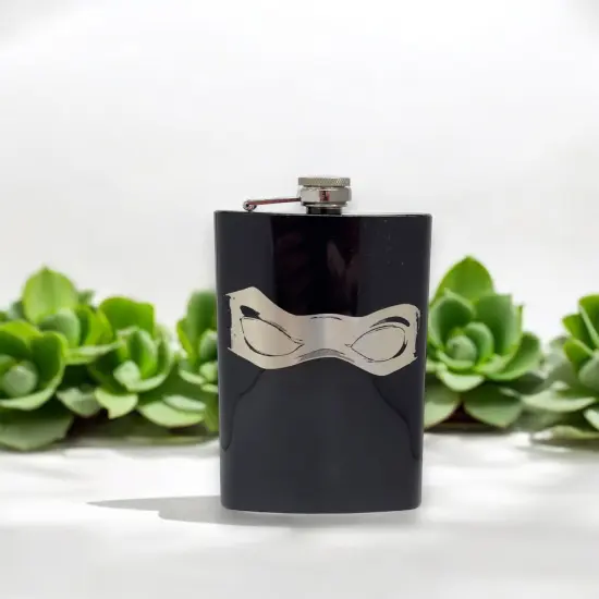 8oz BLACK Ninja Mask Flask {4}