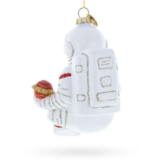 Santa Astronaut Glass Christmas Ornament {4}