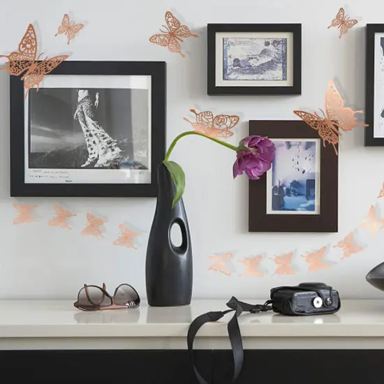 3D Butterfly Wall Decor 48 Pcs 4 Styles 3 Sizes - Gold Butterfly Decorations - Butterfly Birthday Decorations - Butterfly Party Decorations Balloon Cake Decoration - Removable Stickers for Kid Bedroom {4}