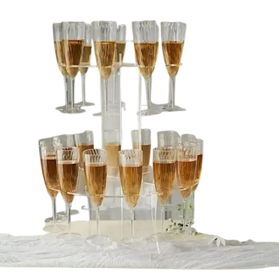 21" Clear 3-Tier Round Acrylic Champagne Glass Flute Holder DISPLAY STAND Party {1}