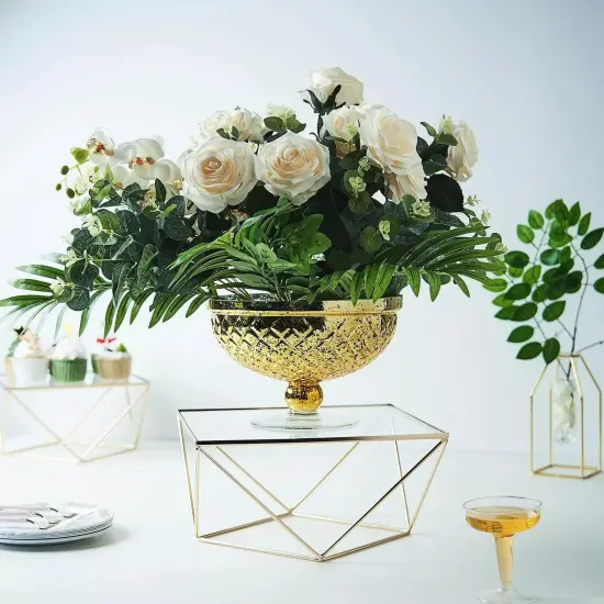 14-Inch Gold Clear Metal Glass Geometric CAKE STAND Party Wedding Decorations {4}