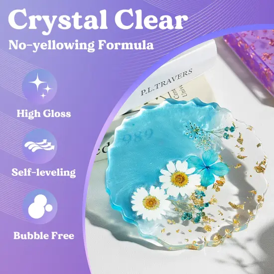 LET'S RESIN Fast Cure Epoxy Resin,Demold in 4 Hours,72OZ Upgrade Quick Drying & Crystal Clear Resin,Bubble Free Epoxy Resin for Craft,Art, Resin Supplies with Resin Dye, Resin Cup,Stir Stick {3}