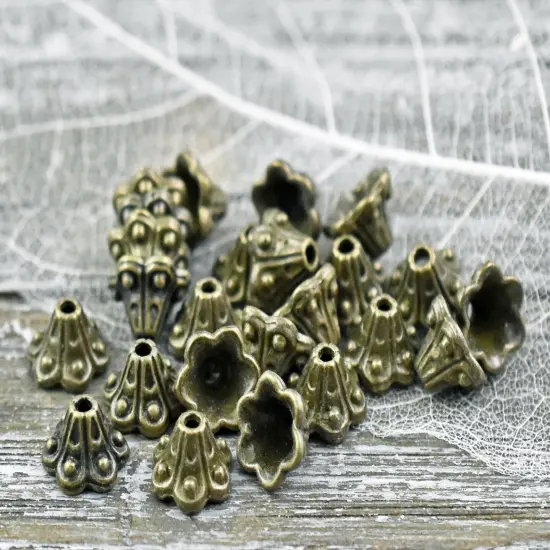 *100* 10x6mm Antique Bronze Scalloped Bead Caps {5}