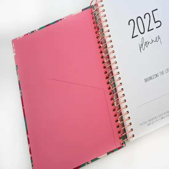 2025 Planner - Vertical Layout, Spiral Bound - "Teal & Pink Floral" (#305) {4}