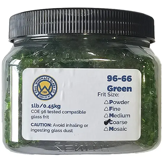 Wissmach Frit Coarse Chartreuse Transparent 96-66 1Lb. Jar 96 COE {2}