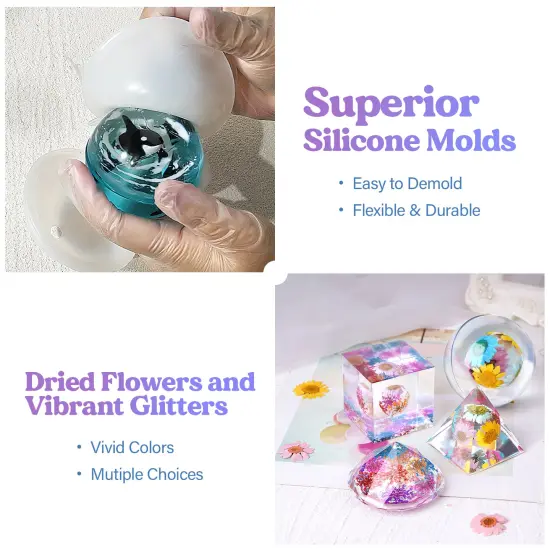 LET'S RESIN Epoxy Resin Kits and Molds Complete Set, 16oz Resin Art Kit with Silicone Molds, Pigment, Dried Flowers, Crafts for Adults, Beginners, Art Supplies for DIY Lovers, DIY Gift for Women {4}