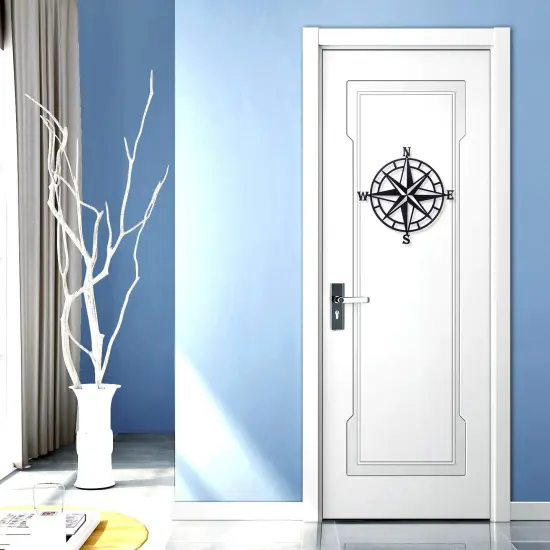 ESTART 11 Inches Metal Decorative Nautical Compass Wall Decor, Living Room Bedroom Office Porch Garden Patio Signs Wall Hanging Art Beach Theme Home Decoration (Black) {3}