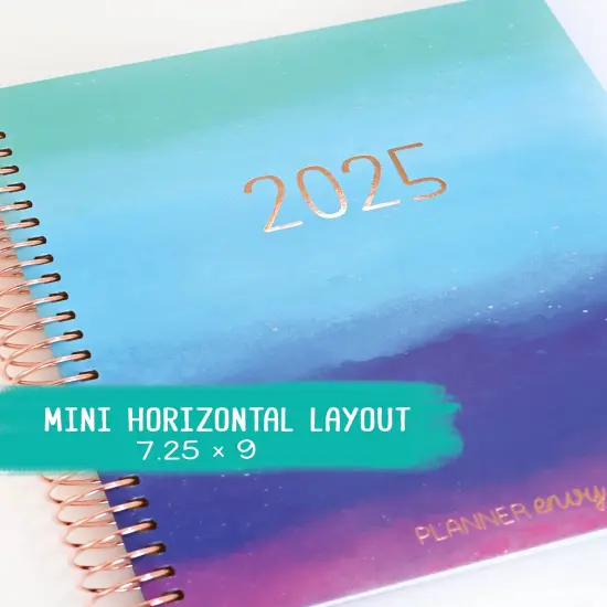 2025 Planner - Mini Horizontal Layout, Spiral Bound - "Cool Hues" (#408) {1}