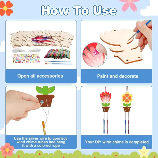 12 Pack Flower Wind Chime Craft for Kids {3}