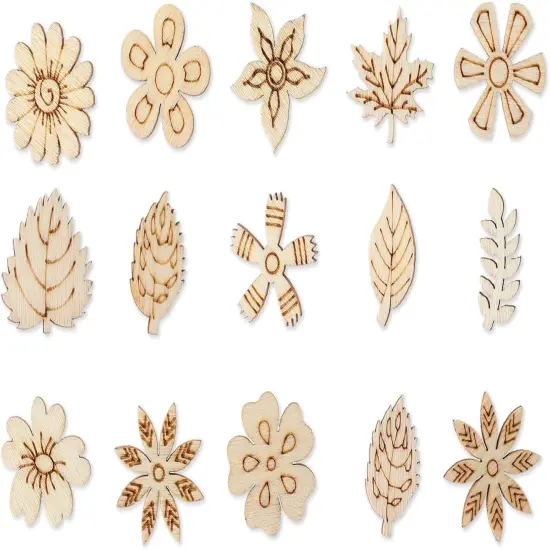 100 Pack Wooden Flower Cutouts for Crafts {2}