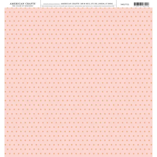 American Crafts Cardstock 12"X12"-Pink Peach Dot {1}