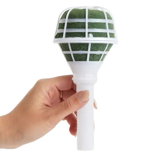 6-Pack Foam Bouquet Holders, Ideal for Fresh Flowers, Wedding Decor, Floral Arrangements, and Gardening Projects, Wet Foam with Sturdy White Handheld Design (3.2x7x3.2 in) Green {5}