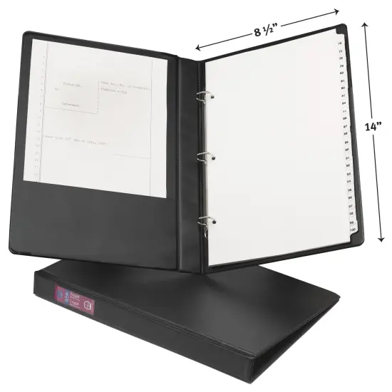 Avery Legal-Size Durable 3 Ring Binder, 1" Round Rings, Holds 8.5" x 14" Paper, Label Holder, 1 Black Binder (06400) {1}