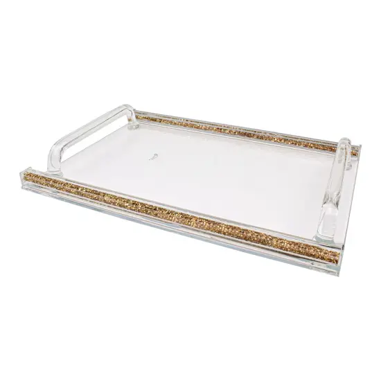 Crystal Glass Tray with Inner Gemstones Silver {2}