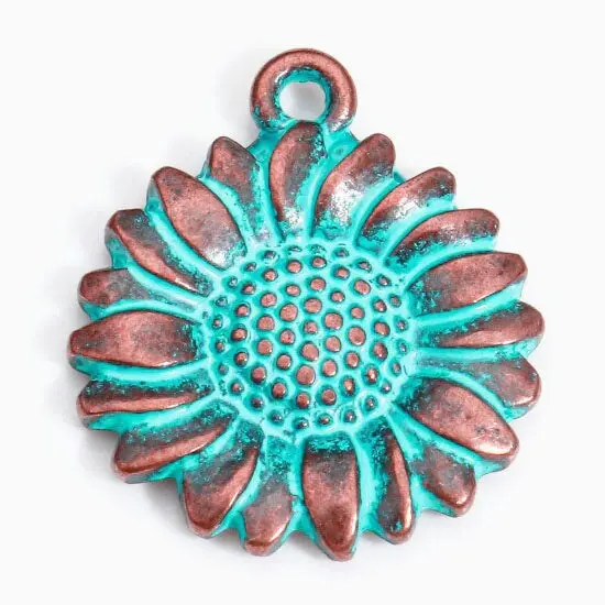 *20* 20x17mm Copper Patina Sunflower Charms {4}