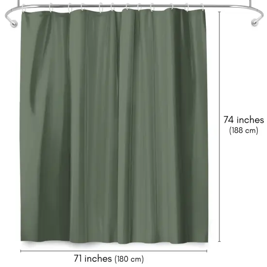 Americanflat 71x74 Solid Green Shower Curtain - Water Resistant - Polyester Fabric {2}