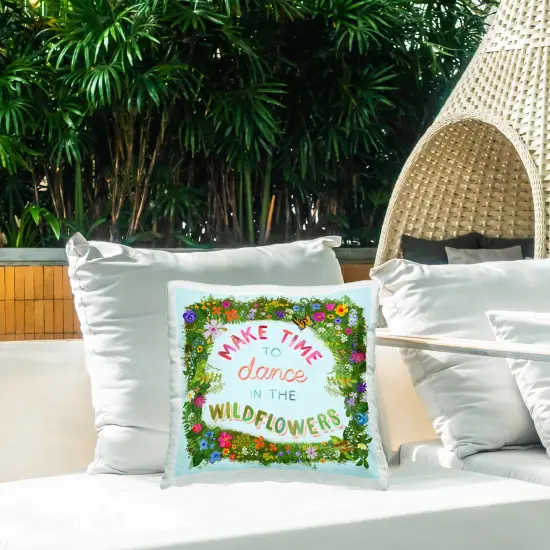 Stupell Industries Make Time To Dance Wildflowers Outdoor Pillow, 18 x 7 x 18 {2}
