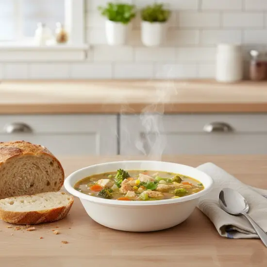 Greener Settings 32 oz Compostable Paper Bowls, 50-Pack &ndash; Heavy-Duty Bagasse, Biodegradable, Microwavable, Freezer Safe, Leak-Resistant, Eco-Friendly for Hot and Cold Foods {3}