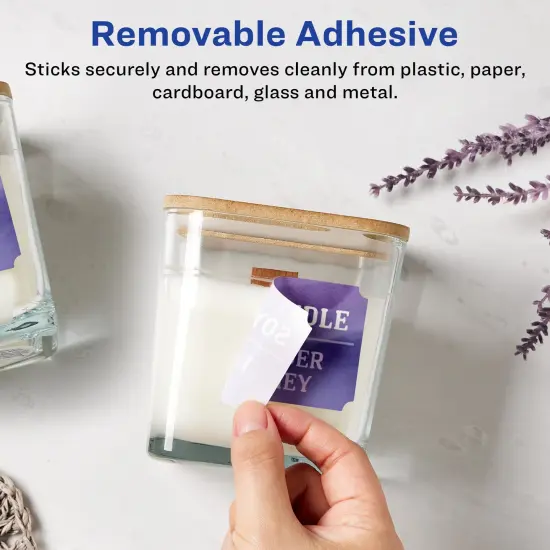 Avery Matte White Removable Rectangle Scalloped Labels with Sure Feed Technology, Print-to-the-Edge, 2" x 3" {2}