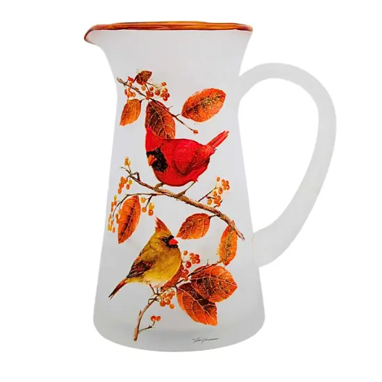 Stony Creek 8.75 In Cardinal With Aspen Pitcher Thanksgiving Lighted Glass Accent , Thanksgiving Decor Lighted Birds Fall Glass Clear {3}