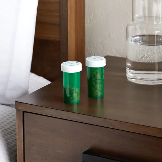 250 Pack Empty Pill Bottles with Caps, Plastic 13 Dram Medicine Vials for Prescription Medication, Supplements (Green Bottles, White Lids) {2}