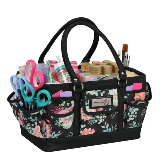 Deluxe Store & Tote Craft Organizer, Black & Floral {5}