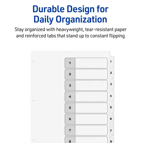 Avery Dividers for 3 Ring Binders, 8 Tabs per Set, Customizable Table of Contents, Classic White Tabs (3 Sets of 11076) {5}