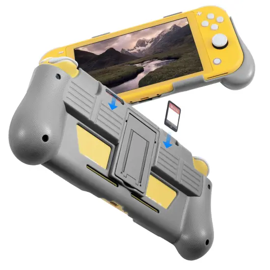 Protective Case for Nintendo Switch Lite 2019, Hard Grip Cover with 2 Game Card Slots Holder, Built in Stand, Shock-Absorption & Anti-Scratch Design, Gray by Insten Grey {2}
