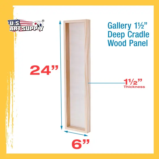 6" x 24" Unfinished Cradled Wood Panels for Painting, Gallery 1-1/2" Deep (2 Pack) - Artist Depth Wooden Wall Canvases - Mixed-Media Craft, Acrylic, Oil, Encaustic, Paint Pouring {3}