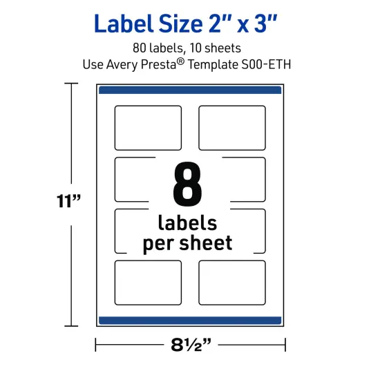 Avery Printable Rectangle Labels with Sure Feed Technology, Pre-Printed Black Border with Gold Pattern, Matte White, 2" x 3", Laser & Inkjet Compatible, 80 Total {5}