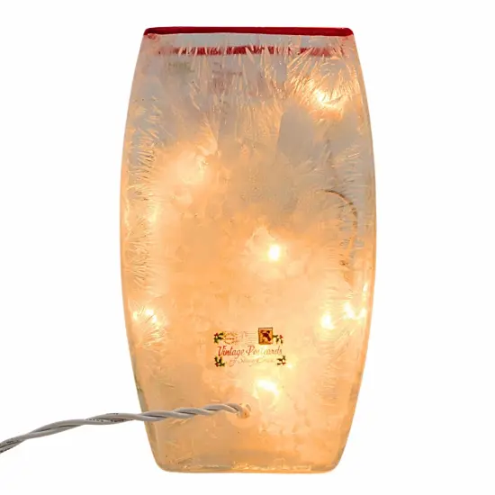 Stony Creek 7.75 In Vintage Postcard Med Vase Christmas Lighted Glass Accent , Christmas Decor Pre-Lit Electric Christmas TREE {2}