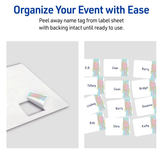 Avery Printable Rectangle Adhesive Name Badges, Pre-Printed Floral Design, Matte White, 2-1/3" x 3-3/8", Laser & Inkjet Compatible, 80 Total, Great for Branding, Marketing, and Events {6}