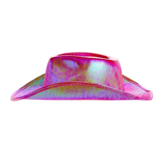 Pink Cowboy Hat - Sparkly Metallic Cowgirl Hat for Costume, Dress Up Birthday, Bachelorette Party Accessories (Adult Size, Hot Pink) {5}